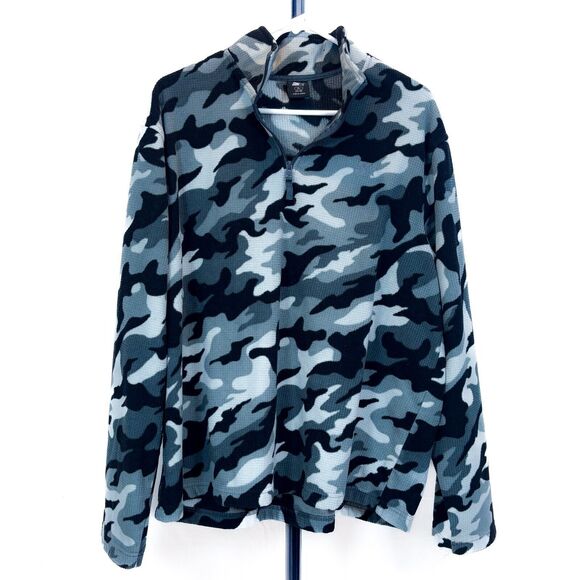Vintage Starter 1/4 Zip Pullover Black Gray Camo Camouflage Mens XL Y2k 90's - Picture 1 of 5